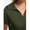 image:imageANRABESS Women Short Sleeve Sweater Wool Blend Polo V Neck Shirts Summer Dressy Top Business Casual Spring Vacation ClothesArmy Green