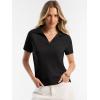 image:imageANRABESS Women Short Sleeve Sweater Wool Blend Polo V Neck Shirts Summer Dressy Top Business Casual Spring Vacation ClothesBlack
