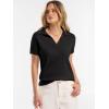 image:imageANRABESS Women Short Sleeve Sweater Wool Blend Polo V Neck Shirts Summer Dressy Top Business Casual Spring Vacation ClothesBlack