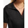 image:imageANRABESS Women Short Sleeve Sweater Wool Blend Polo V Neck Shirts Summer Dressy Top Business Casual Spring Vacation ClothesBlack