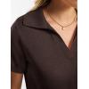 image:imageANRABESS Women Short Sleeve Sweater Wool Blend Polo V Neck Shirts Summer Dressy Top Business Casual Spring Vacation ClothesChocolate Brown