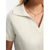 image:imageANRABESS Women Short Sleeve Sweater Wool Blend Polo V Neck Shirts Summer Dressy Top Business Casual Spring Vacation ClothesCream White