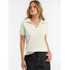 image:imageANRABESS Women Short Sleeve Sweater Wool Blend Polo V Neck Shirts Summer Dressy Top Business Casual Spring Vacation ClothesCream White