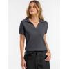 image:imageANRABESS Women Short Sleeve Sweater Wool Blend Polo V Neck Shirts Summer Dressy Top Business Casual Spring Vacation ClothesDark Gray