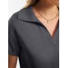 image:imageANRABESS Women Short Sleeve Sweater Wool Blend Polo V Neck Shirts Summer Dressy Top Business Casual Spring Vacation ClothesDark Gray