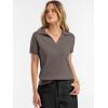 image:imageANRABESS Women Short Sleeve Sweater Wool Blend Polo V Neck Shirts Summer Dressy Top Business Casual Spring Vacation ClothesDrak Taupe