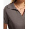 image:imageANRABESS Women Short Sleeve Sweater Wool Blend Polo V Neck Shirts Summer Dressy Top Business Casual Spring Vacation ClothesDrak Taupe