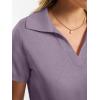 image:imageANRABESS Women Short Sleeve Sweater Wool Blend Polo V Neck Shirts Summer Dressy Top Business Casual Spring Vacation ClothesGrey Purple
