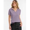 image:imageANRABESS Women Short Sleeve Sweater Wool Blend Polo V Neck Shirts Summer Dressy Top Business Casual Spring Vacation ClothesGrey Purple