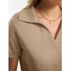 image:imageANRABESS Women Short Sleeve Sweater Wool Blend Polo V Neck Shirts Summer Dressy Top Business Casual Spring Vacation ClothesKhaki