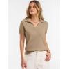 image:imageANRABESS Women Short Sleeve Sweater Wool Blend Polo V Neck Shirts Summer Dressy Top Business Casual Spring Vacation ClothesKhaki