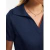 image:imageANRABESS Women Short Sleeve Sweater Wool Blend Polo V Neck Shirts Summer Dressy Top Business Casual Spring Vacation ClothesNavy Blue