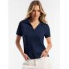 image:imageANRABESS Women Short Sleeve Sweater Wool Blend Polo V Neck Shirts Summer Dressy Top Business Casual Spring Vacation ClothesNavy Blue