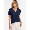 image:imageANRABESS Women Short Sleeve Sweater Wool Blend Polo V Neck Shirts Summer Dressy Top Business Casual Spring Vacation ClothesNavy Blue