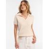 image:imageANRABESS Women Short Sleeve Sweater Wool Blend Polo V Neck Shirts Summer Dressy Top Business Casual Spring Vacation ClothesParchment