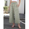 image:imageANRABESS Women Striped Gingham Wide Leg Palazzo Pants Casual Lounge Cropped PJ Bottoms Comfy Cute Plaid Pants with PocketsArmy Green White Plaid