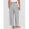 image:imageANRABESS Women Striped Gingham Wide Leg Palazzo Pants Casual Lounge Cropped PJ Bottoms Comfy Cute Plaid Pants with PocketsBlack White Stripe