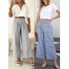 image:imageANRABESS Women Striped Gingham Wide Leg Palazzo Pants Casual Lounge Cropped PJ Bottoms Comfy Cute Plaid Pants with PocketsBlue White Plaid