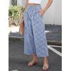 image:imageANRABESS Women Striped Gingham Wide Leg Palazzo Pants Casual Lounge Cropped PJ Bottoms Comfy Cute Plaid Pants with PocketsBlue White Plaid
