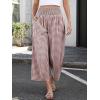 image:imageANRABESS Women Striped Gingham Wide Leg Palazzo Pants Casual Lounge Cropped PJ Bottoms Comfy Cute Plaid Pants with PocketsBrown White Plaid