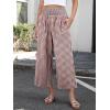 image:imageANRABESS Women Striped Gingham Wide Leg Palazzo Pants Casual Lounge Cropped PJ Bottoms Comfy Cute Plaid Pants with PocketsBrown White Plaid