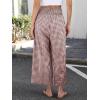 image:imageANRABESS Women Striped Gingham Wide Leg Palazzo Pants Casual Lounge Cropped PJ Bottoms Comfy Cute Plaid Pants with PocketsBrown White Plaid