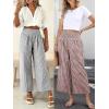 image:imageANRABESS Women Striped Gingham Wide Leg Palazzo Pants Casual Lounge Cropped PJ Bottoms Comfy Cute Plaid Pants with PocketsBrown White Plaid