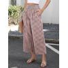 image:imageANRABESS Women Striped Gingham Wide Leg Palazzo Pants Casual Lounge Cropped PJ Bottoms Comfy Cute Plaid Pants with PocketsBrown White Plaid