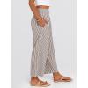 image:imageANRABESS Women Striped Gingham Wide Leg Palazzo Pants Casual Lounge Cropped PJ Bottoms Comfy Cute Plaid Pants with PocketsBrown White Stripe