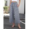 image:imageANRABESS Women Striped Gingham Wide Leg Palazzo Pants Casual Lounge Cropped PJ Bottoms Comfy Cute Plaid Pants with PocketsNavy Blue White Plaid
