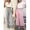 image:imageANRABESS Women Striped Gingham Wide Leg Palazzo Pants Casual Lounge Cropped PJ Bottoms Comfy Cute Plaid Pants with PocketsPink White Plaid