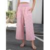 image:imageANRABESS Women Striped Gingham Wide Leg Palazzo Pants Casual Lounge Cropped PJ Bottoms Comfy Cute Plaid Pants with PocketsPink White Plaid