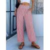 image:imageANRABESS Women Striped Gingham Wide Leg Palazzo Pants Casual Lounge Cropped PJ Bottoms Comfy Cute Plaid Pants with PocketsRed White Stripe