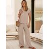 image:imageANRABESS Women Summer 2 Piece Outfits VNeck Top and Wide Leg Pants Set Comfy AllDay Wear for Lounge amp Daily Travel SetApricot