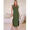 image:imageANRABESS Women Summer Casual Sleeveless Maxi Dress 2026 Crewneck Loose Split WrinkleFree Beach Travel Vacation Long SundressArmy Green