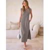 image:imageANRABESS Women Summer Casual Sleeveless Maxi Dress 2026 Crewneck Loose Split WrinkleFree Beach Travel Vacation Long SundressCoffee Grey