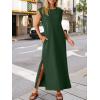 image:imageANRABESS Women Summer Casual Sleeveless Maxi Dress 2026 Crewneck Loose Split WrinkleFree Beach Travel Vacation Long SundressDeep Green