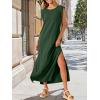 image:imageANRABESS Women Summer Casual Sleeveless Maxi Dress 2026 Crewneck Loose Split WrinkleFree Beach Travel Vacation Long SundressDeep Green