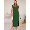 image:imageANRABESS Women Summer Casual Sleeveless Maxi Dress 2026 Crewneck Loose Split WrinkleFree Beach Travel Vacation Long SundressForest Green