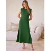 image:imageANRABESS Women Summer Casual Sleeveless Maxi Dress 2026 Crewneck Loose Split WrinkleFree Beach Travel Vacation Long SundressForest Green