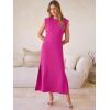 image:imageANRABESS Women Summer Casual Sleeveless Maxi Dress 2026 Crewneck Loose Split WrinkleFree Beach Travel Vacation Long SundressHot Pink