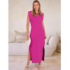 image:imageANRABESS Women Summer Casual Sleeveless Maxi Dress 2026 Crewneck Loose Split WrinkleFree Beach Travel Vacation Long SundressHot Pink