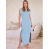 image:imageANRABESS Women Summer Casual Sleeveless Maxi Dress 2026 Crewneck Loose Split WrinkleFree Beach Travel Vacation Long SundressLight Blue