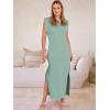 image:imageANRABESS Women Summer Casual Sleeveless Maxi Dress 2026 Crewneck Loose Split WrinkleFree Beach Travel Vacation Long SundressLight Green