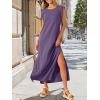 image:imageANRABESS Women Summer Casual Sleeveless Maxi Dress 2026 Crewneck Loose Split WrinkleFree Beach Travel Vacation Long SundressPurple
