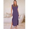 image:imageANRABESS Women Summer Casual Sleeveless Maxi Dress 2026 Crewneck Loose Split WrinkleFree Beach Travel Vacation Long SundressPurple