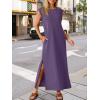 image:imageANRABESS Women Summer Casual Sleeveless Maxi Dress 2026 Crewneck Loose Split WrinkleFree Beach Travel Vacation Long SundressPurple