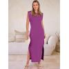 image:imageANRABESS Women Summer Casual Sleeveless Maxi Dress 2026 Crewneck Loose Split WrinkleFree Beach Travel Vacation Long SundressPurple Red