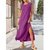 image:imageANRABESS Women Summer Casual Sleeveless Maxi Dress 2026 Crewneck Loose Split WrinkleFree Beach Travel Vacation Long SundressPurple Red