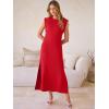 image:imageANRABESS Women Summer Casual Sleeveless Maxi Dress 2026 Crewneck Loose Split WrinkleFree Beach Travel Vacation Long SundressRed
